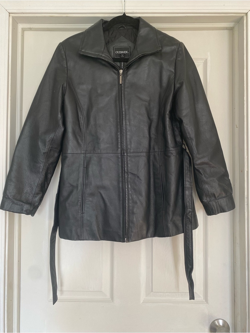 Outbrook Mens Small Genuine Leather Aviator Bomber Jacket Insulated Quilt Lined